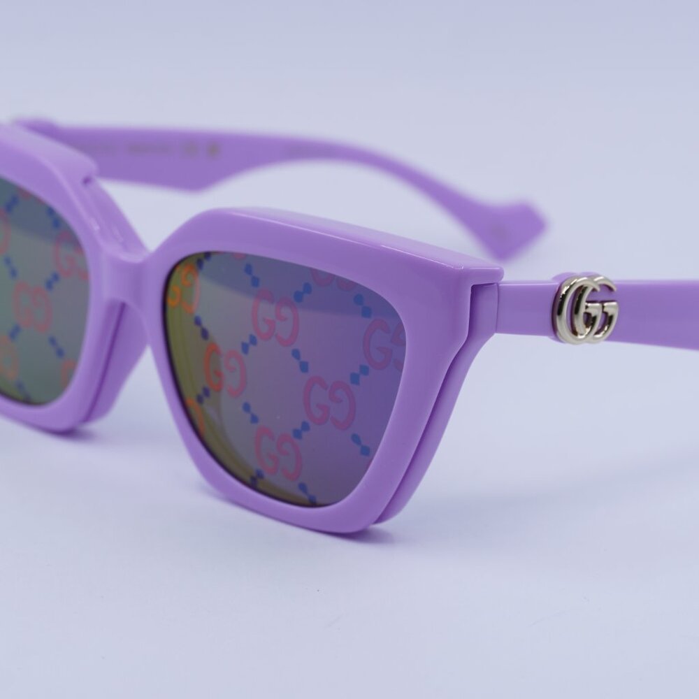 🕶️ New Gucci GG1542S 002 Sunglasses - Lilac Frame, Clear/Blue Lenses - Picture 4 of 12